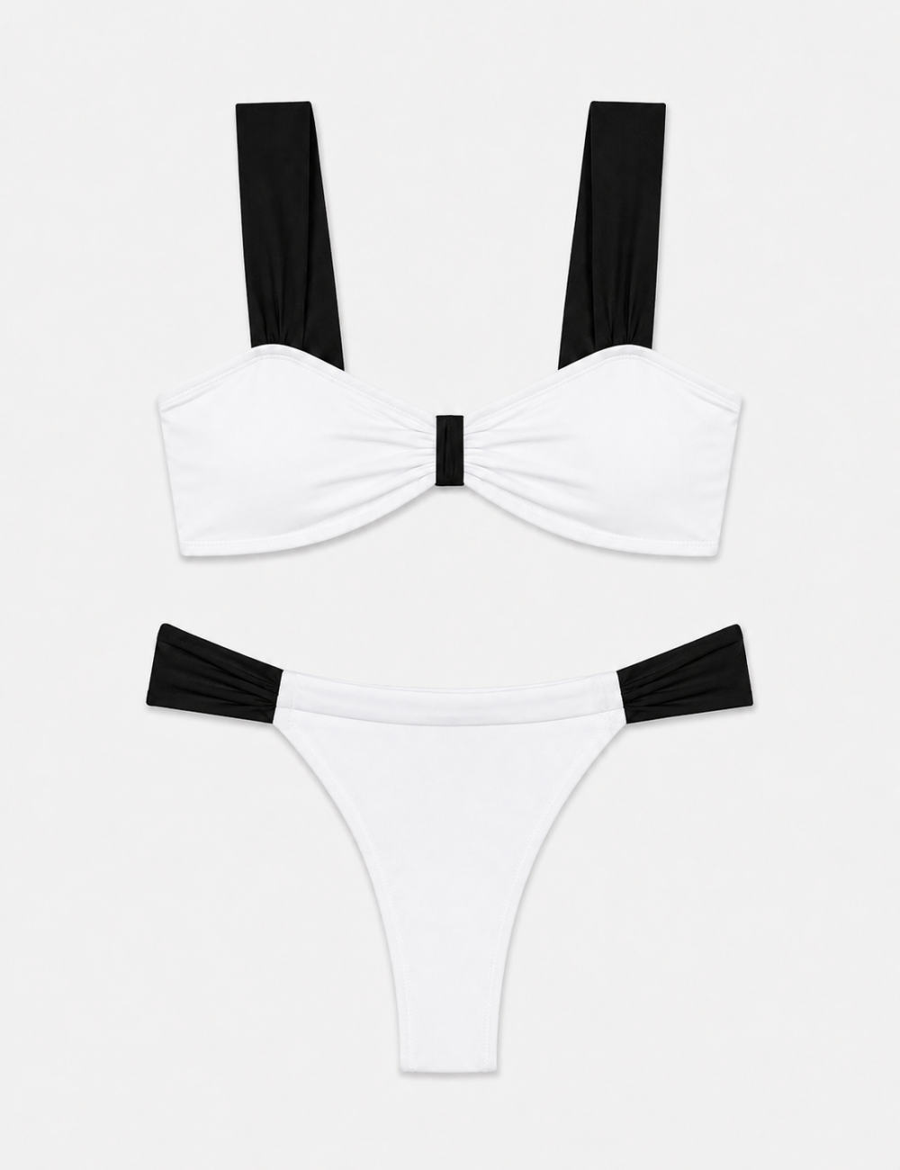 Ladies Elegant Color Block Front Bow Detail Bikini Set