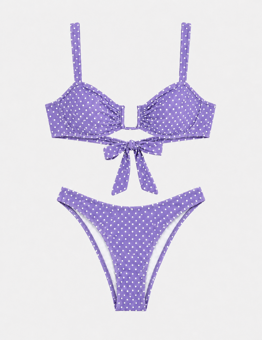 Ladies Polka Dot V-Notch Balconette 2 Piece Bikini Set
