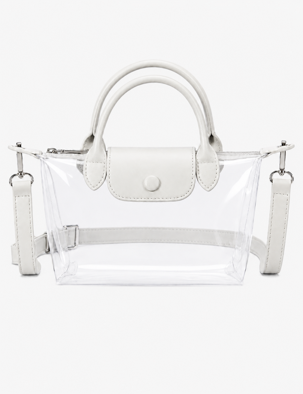 Ladies Transparent Jelly PVC Crossbody Double Handle Handbag