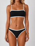 Ladies Simple Contrast Trim Balconette Bikini Set