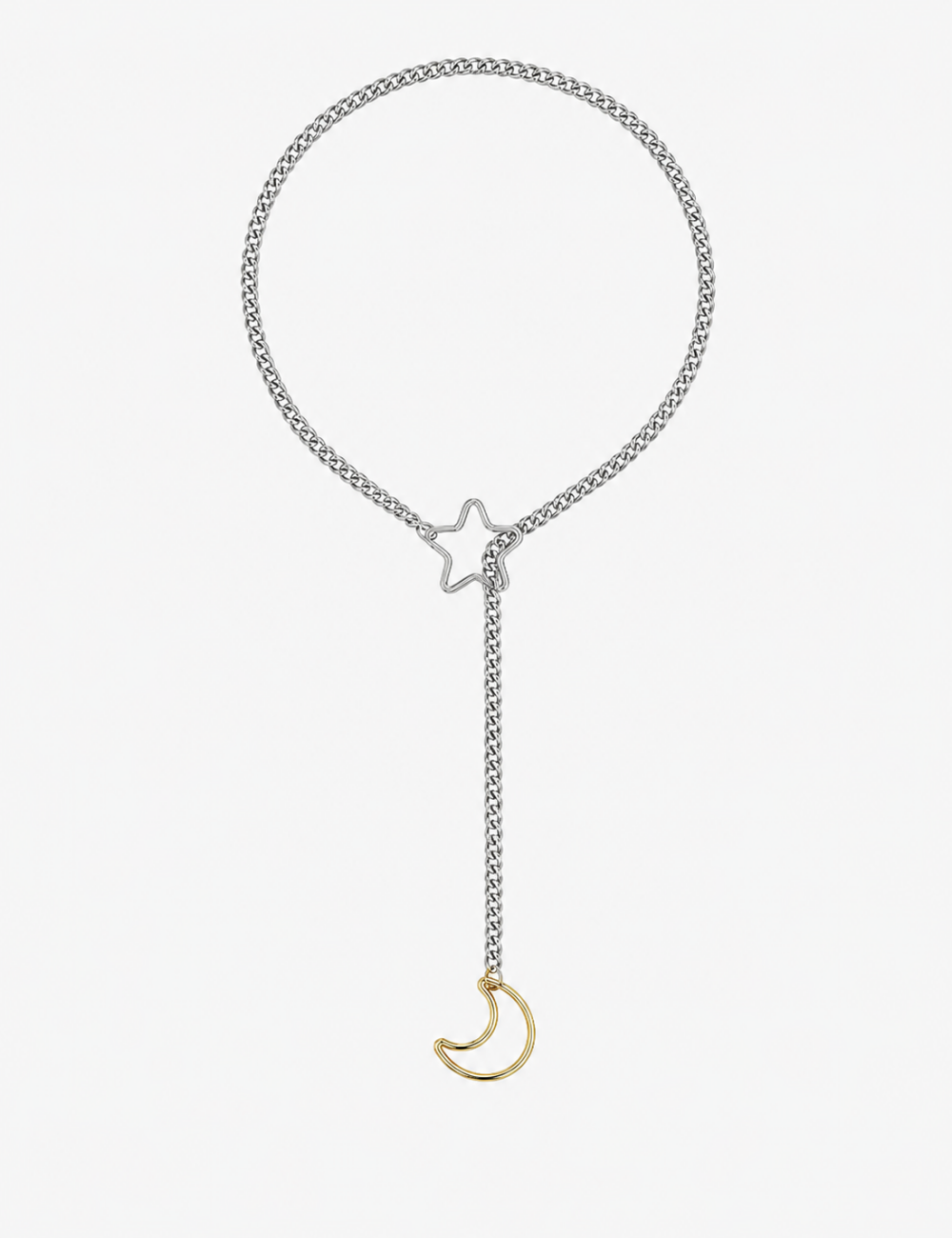 Ladies Star & Moon Y-Shaped Lariat Necklace