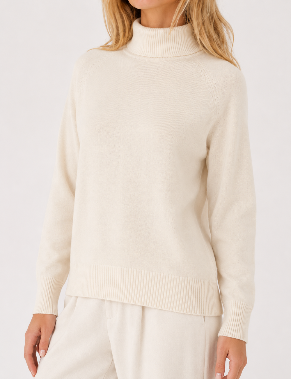 Ladies Solid Turtleneck Long Sleeves Sweater