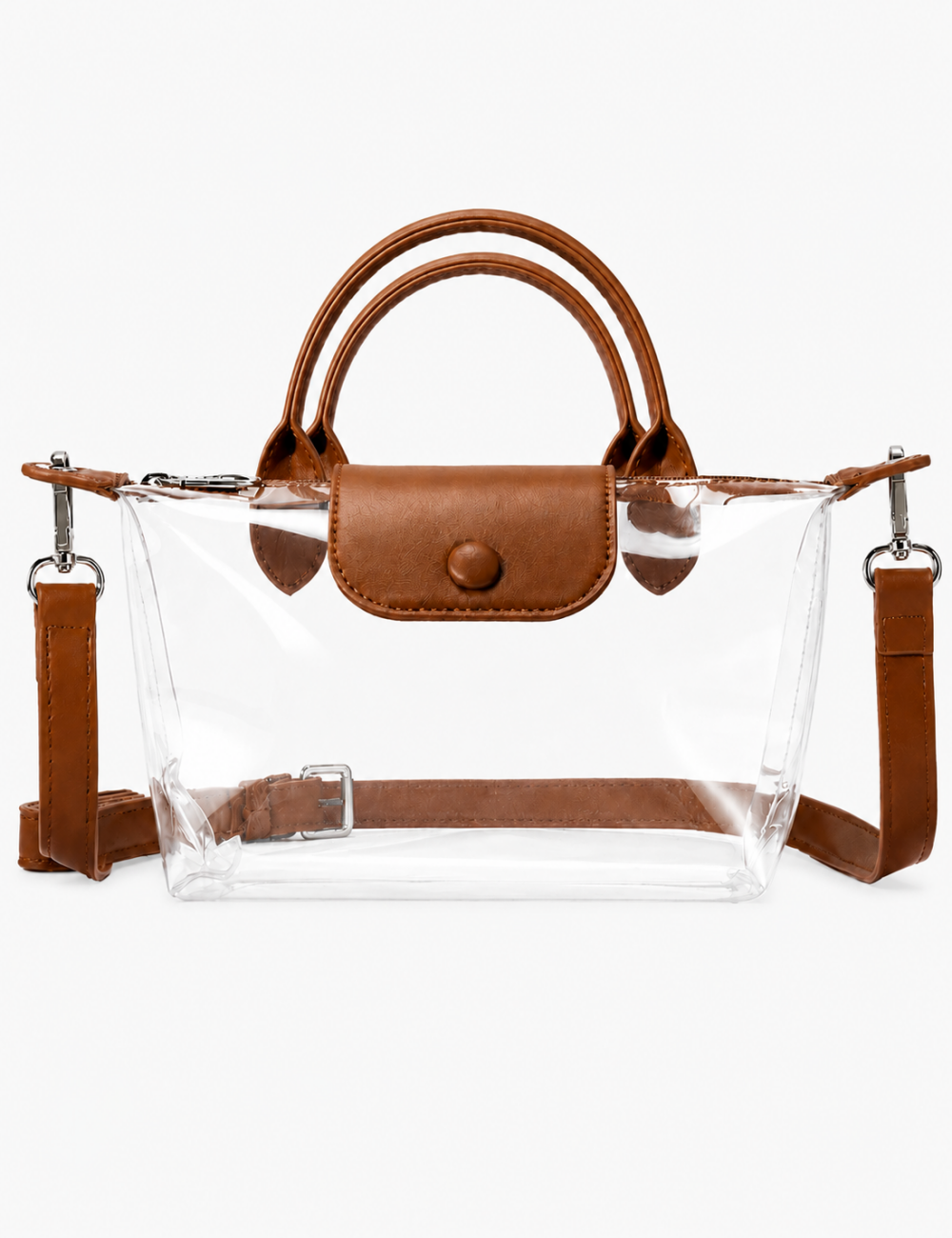 Ladies Transparent Jelly PVC Crossbody Double Handle Handbag