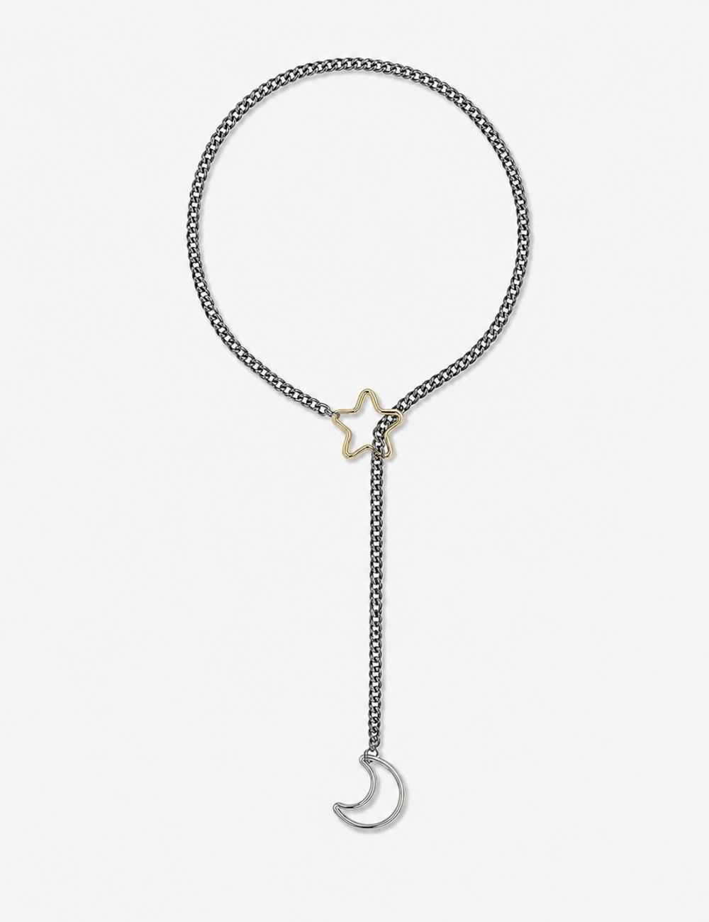 Ladies Star & Moon Y-Shaped Lariat Necklace
