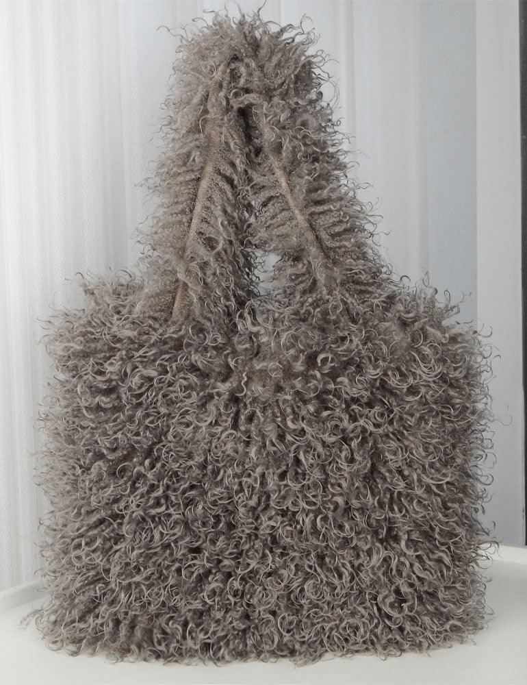 Ladies Faux Mongolian Fur Looking Tote Bag SKAB4092