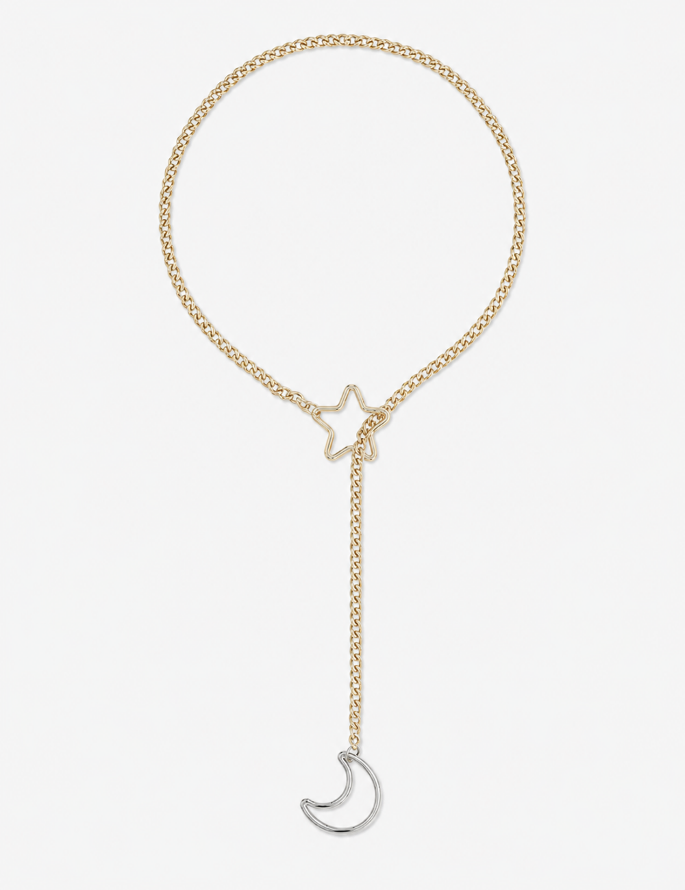 Ladies Star & Moon Y-Shaped Lariat Necklace