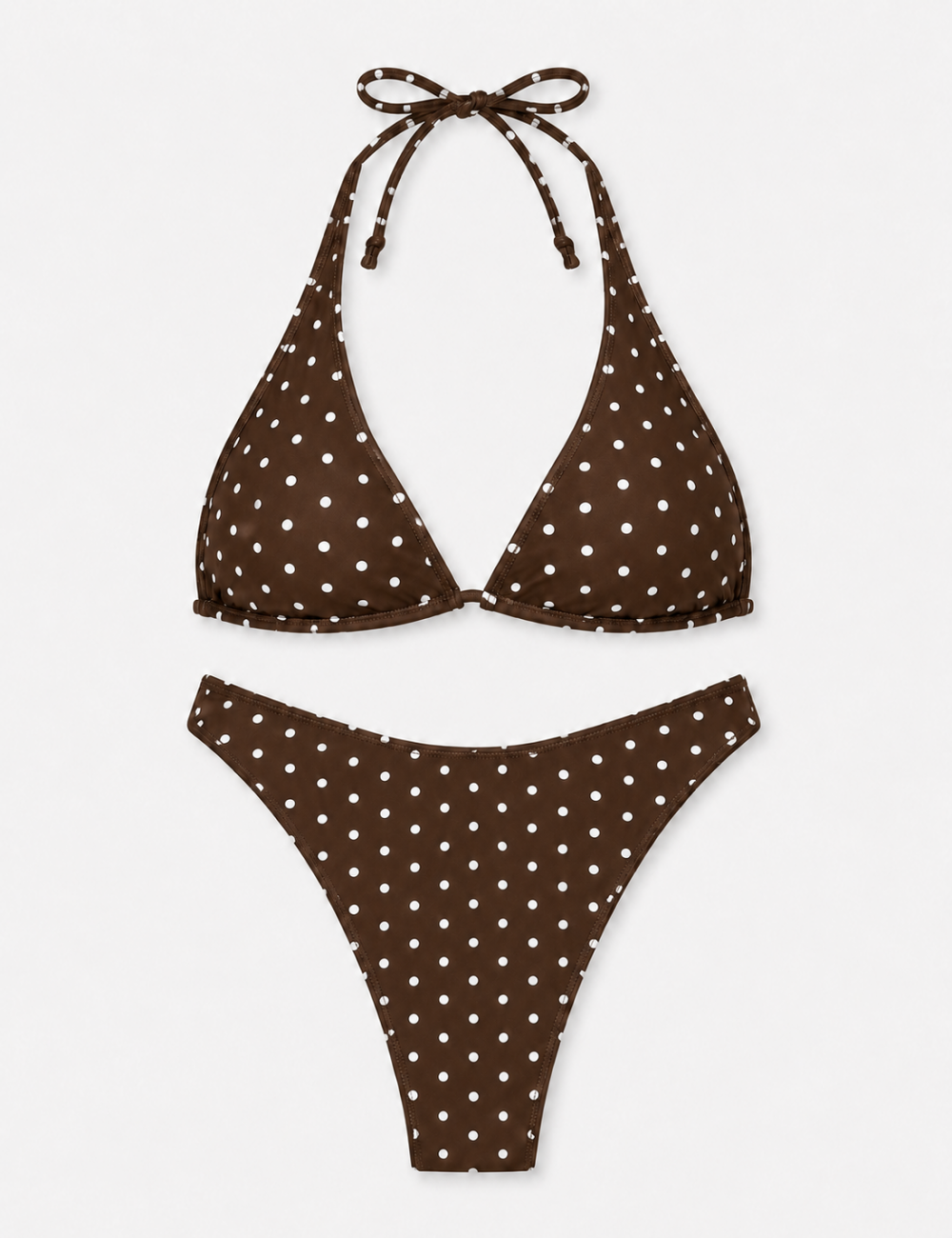 Ladies Polka Dot Halter Triangle Bikini Set