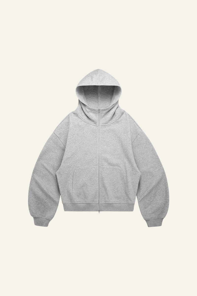 Men's  Streetwear Curved-Sleeve Boxy Hooded Jacket