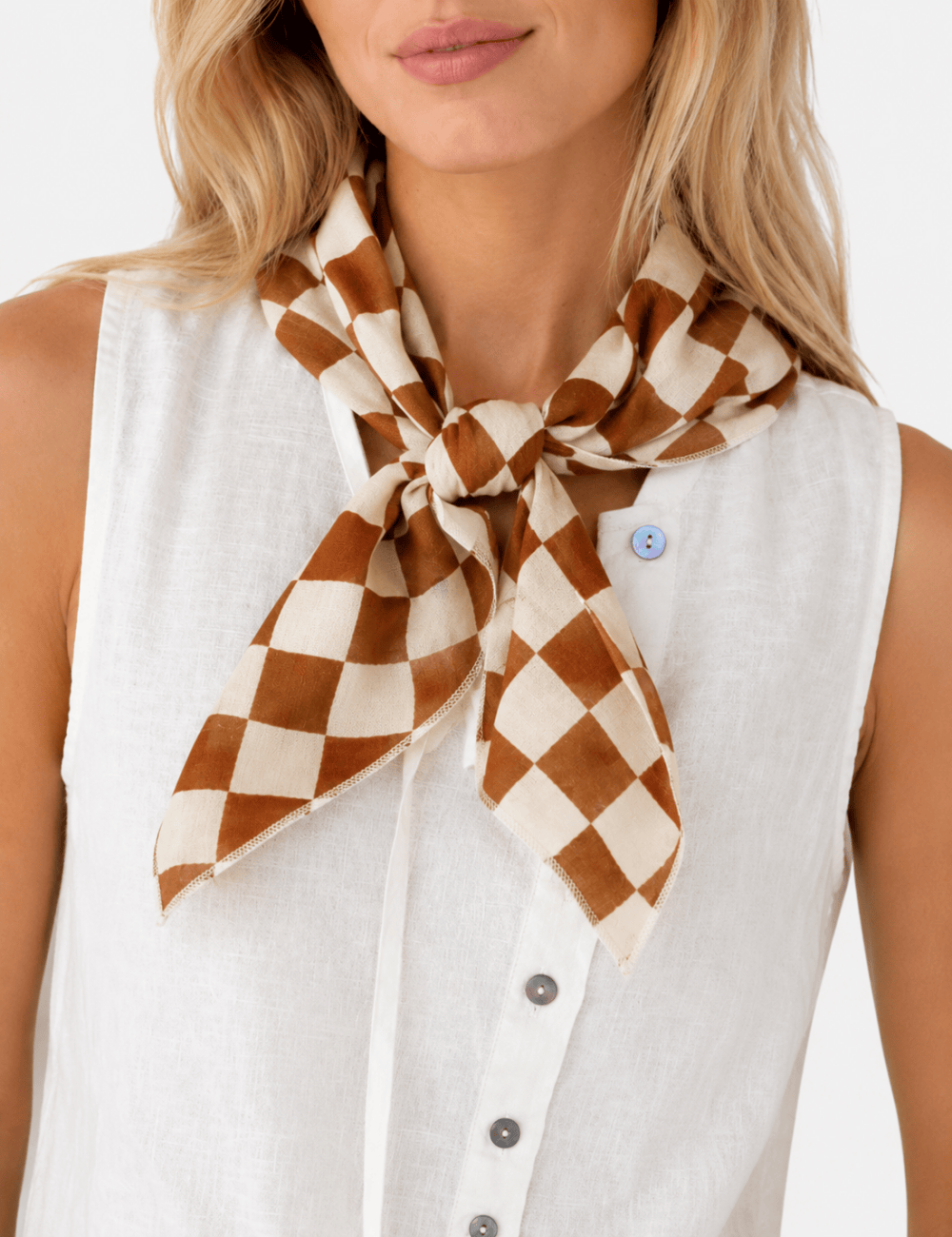 Ladies Bandana Diamond Print Square Neck Scarf