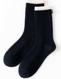 Ladies Color Block Ribbed Knit Midi Calf Socks