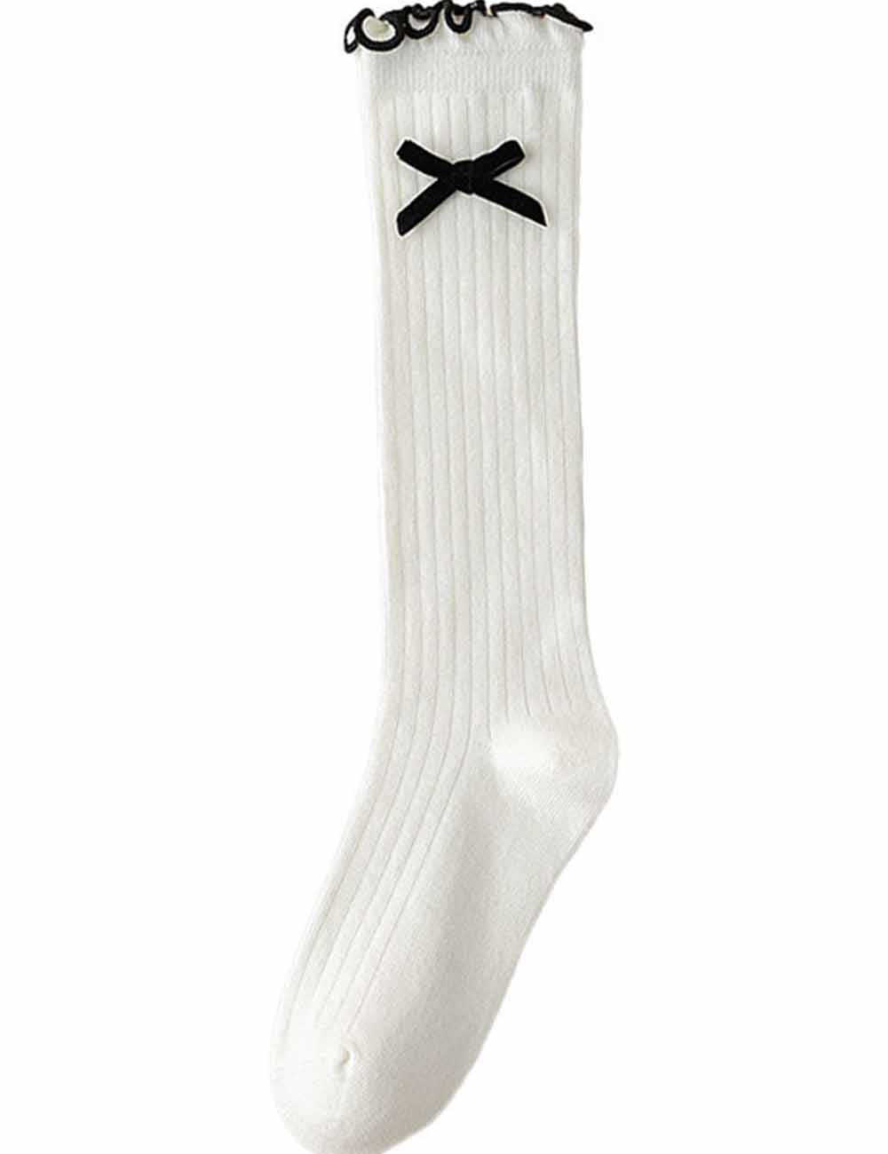 Ladies Cute Ruffle Bow Knee High Socks