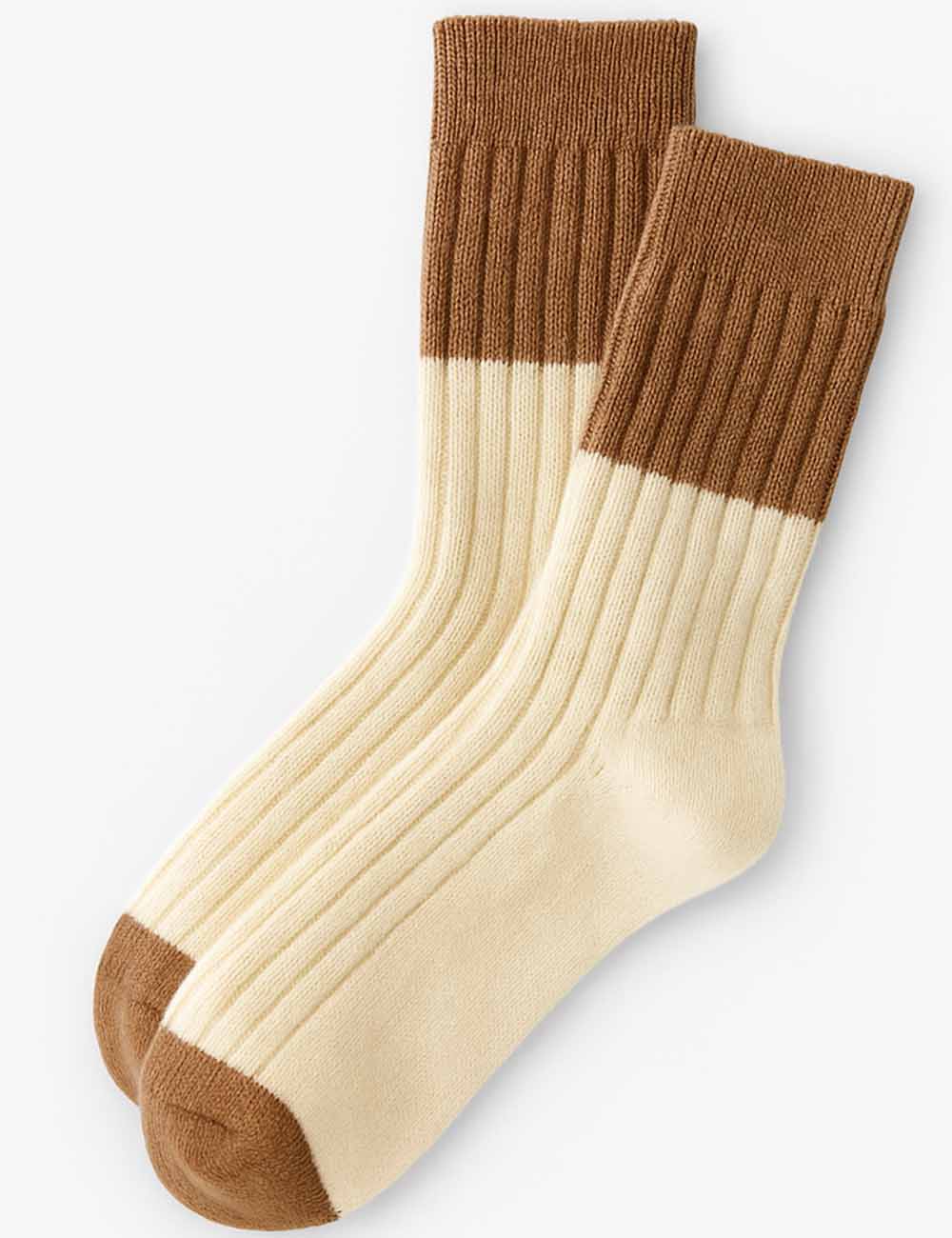Ladies Soft Warm Winter Color Block Ribbed Midi Calf Socks