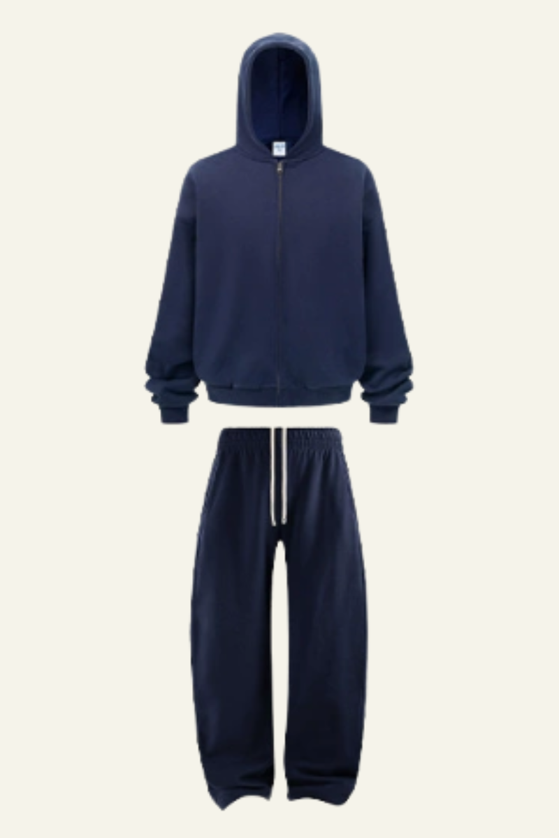 Men's Fall Clothing Set:Fleece Zipper Jacket & Pants