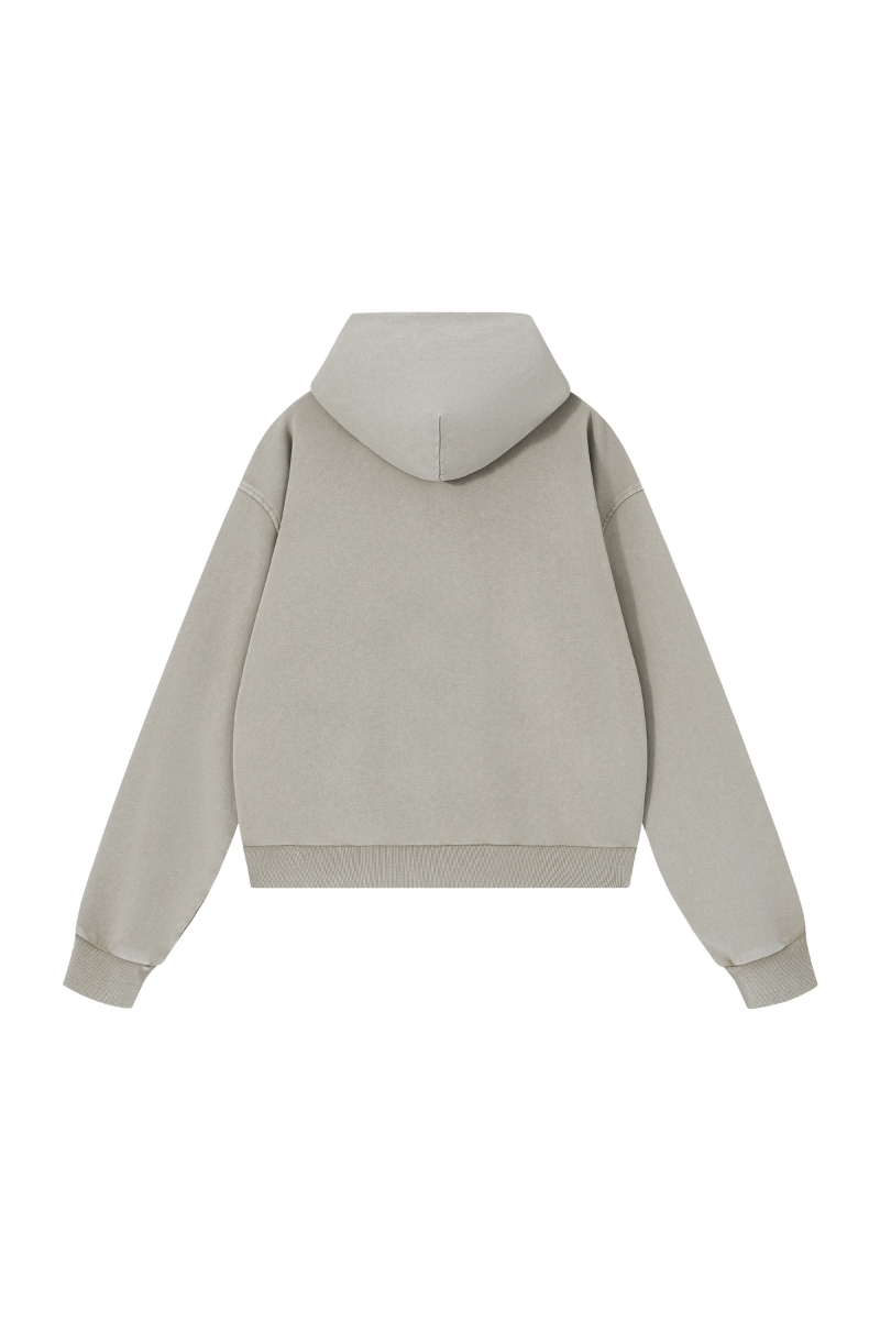Unisex Fall Clothing Washed Vintage Boxy Double Zip Hoodie
