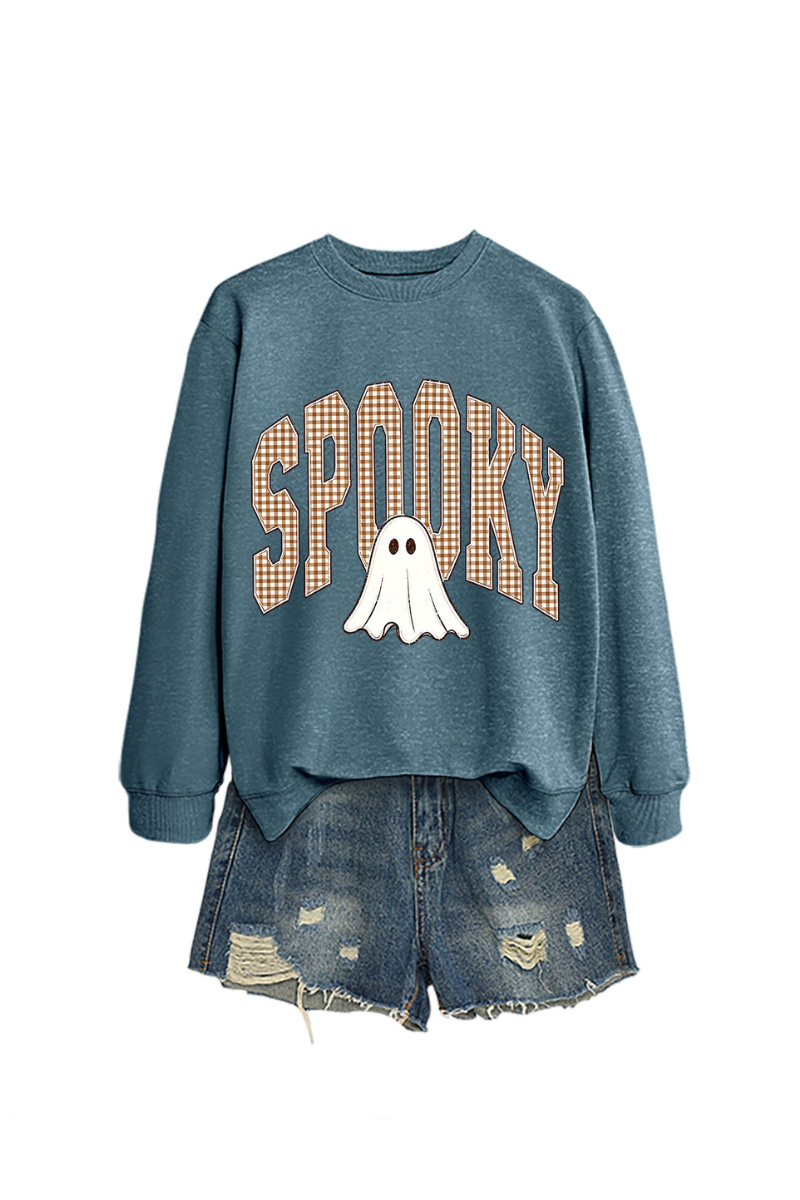 Unisex Fall Clothing Halloween Plaid Ghost Sweatshirt