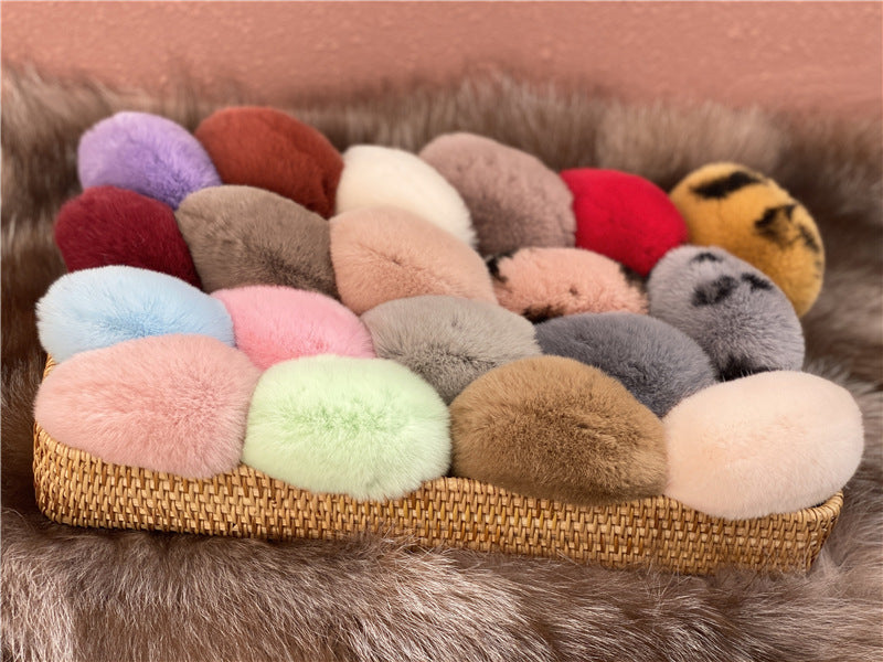 Heart Shaped Faux Mink Pandent Key Ring SKAC4104