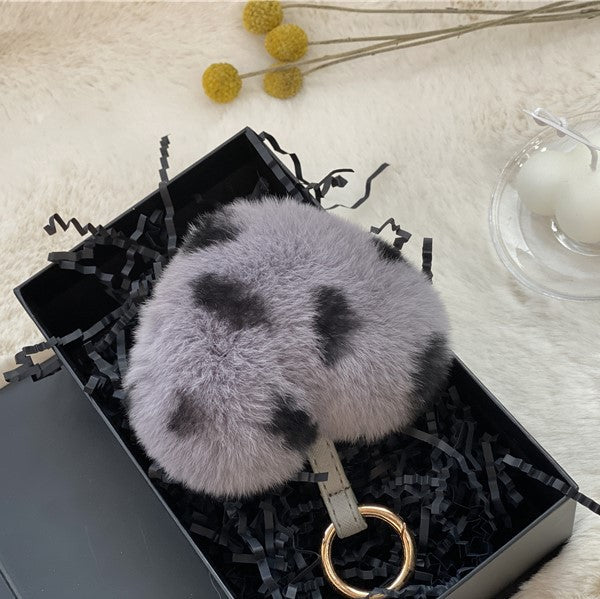 Heart Shaped Faux Mink Pandent Key Ring SKAC4104