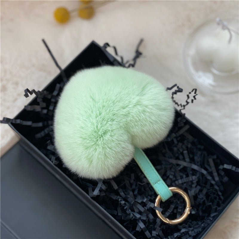 Heart Shaped Faux Mink Pandent Key Ring SKAC4104
