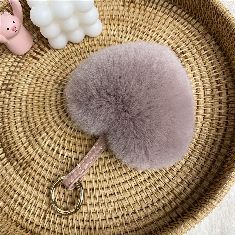 Heart Shaped Faux Mink Pandent Key Ring SKAC4104