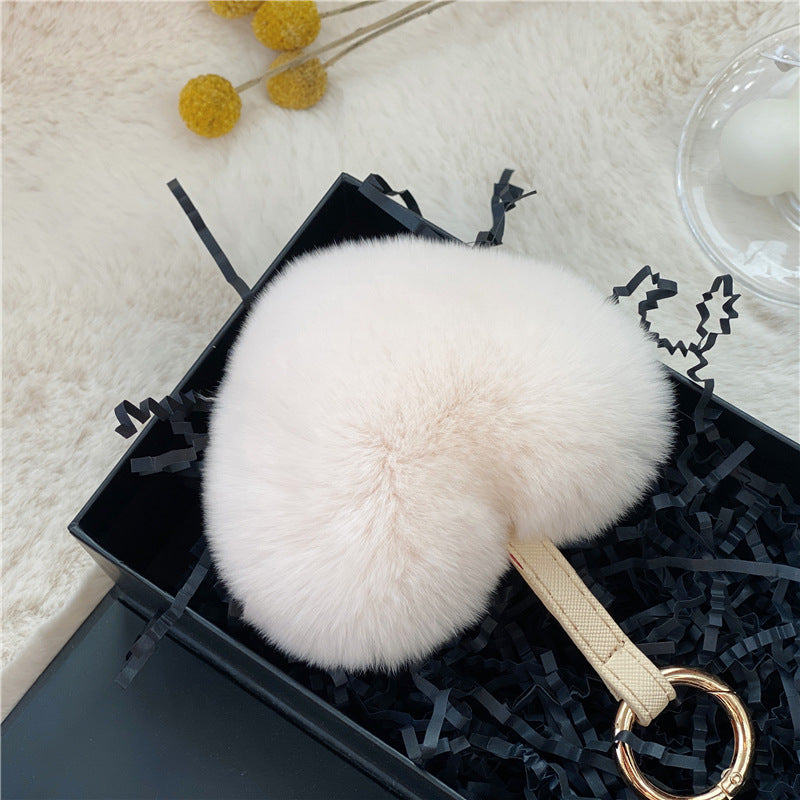 Heart Shaped Faux Mink Pandent Key Ring SKAC4104