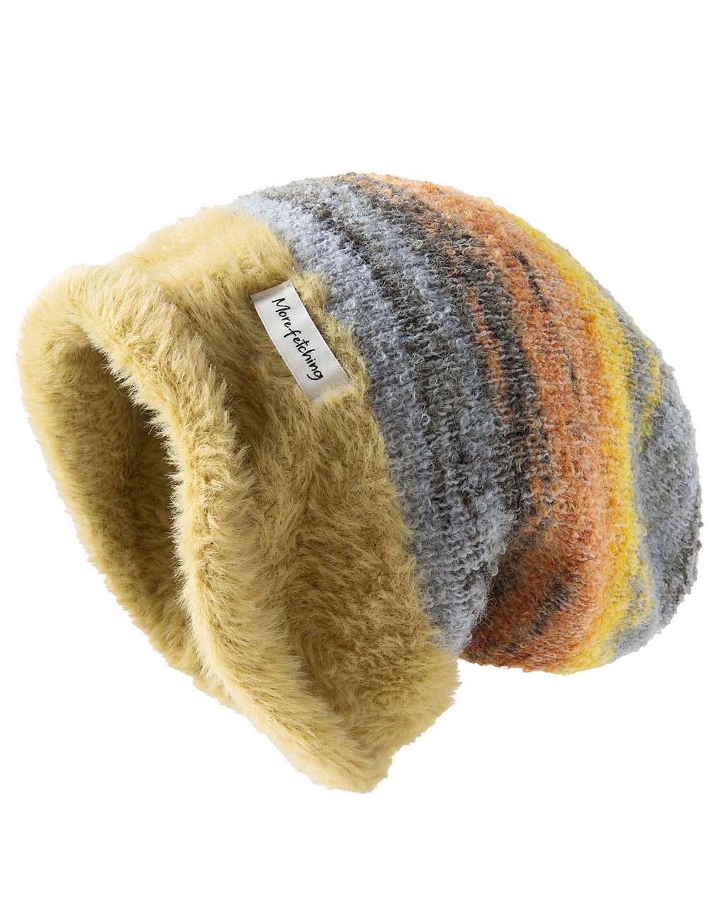 Ladies Colorful Mohair Slouchy Knit Beanie Hat