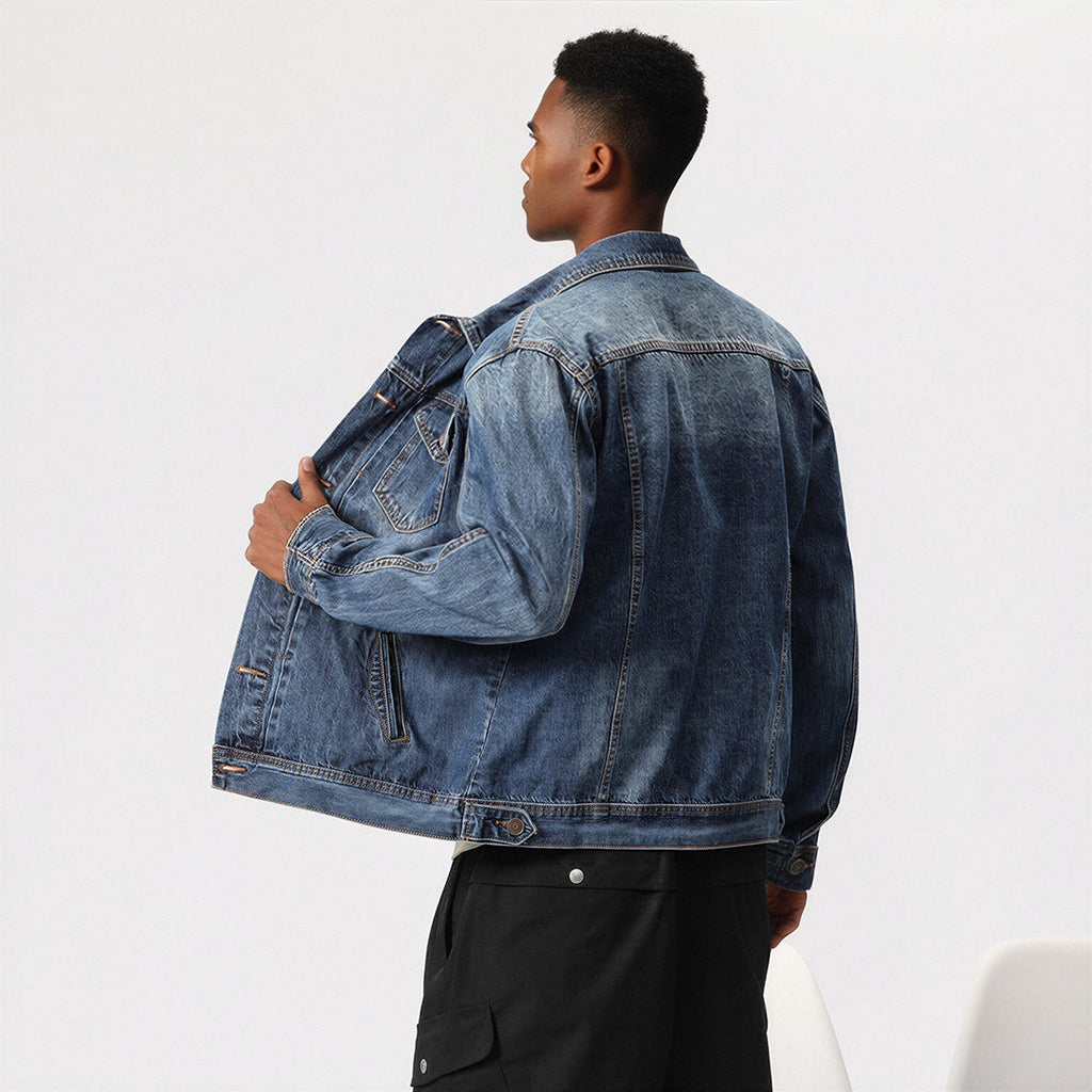 Men's Vintage Washed Denim Trucker Jacket
