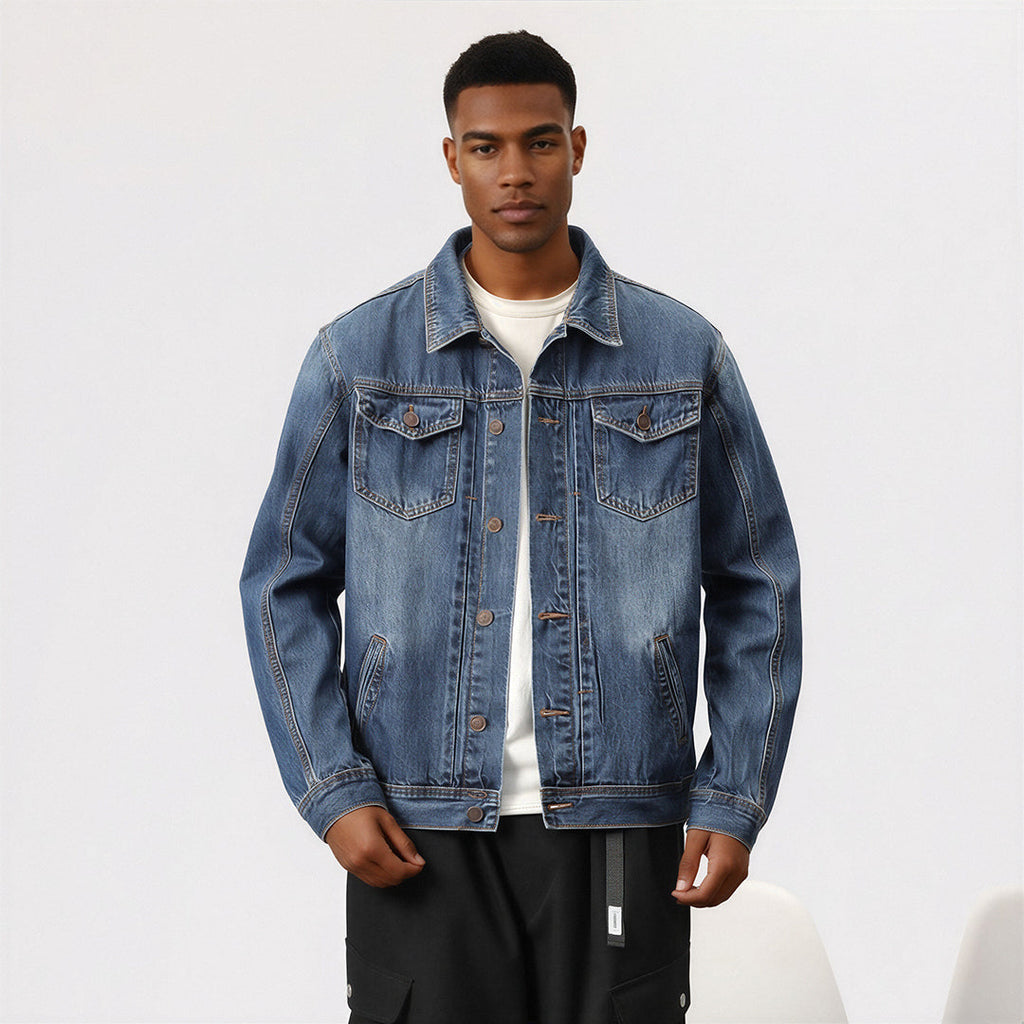 Men's Vintage Washed Denim Trucker Jacket
