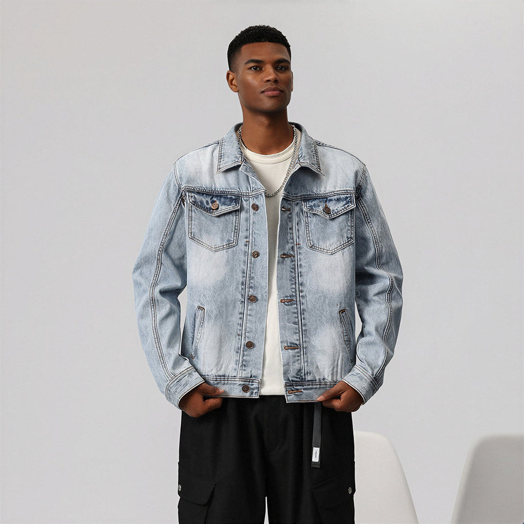 Men's Vintage Washed Denim Trucker Jacket