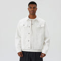 Men's Classic Pointed Collar Washed Denim Trucker Jacket