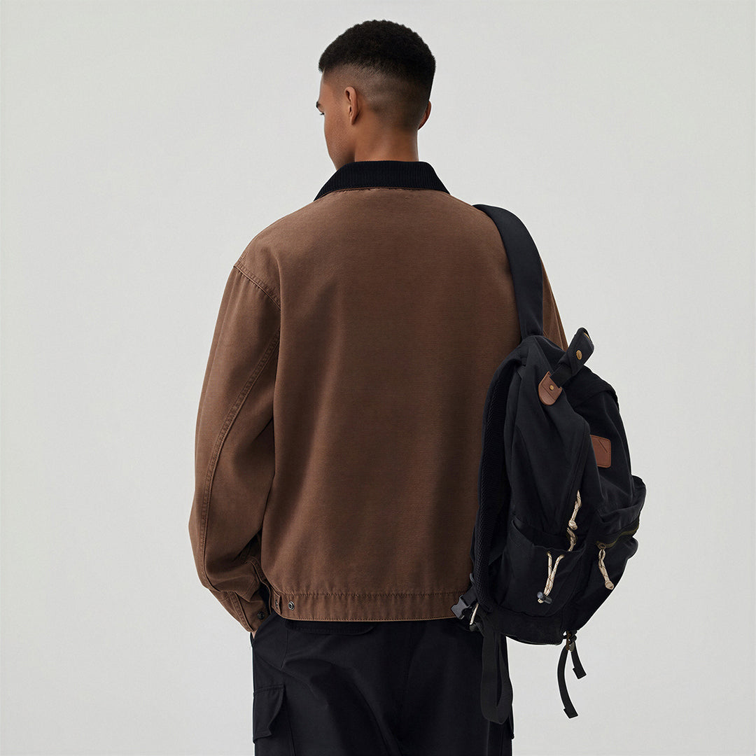 Men's Contrast Collar Corduroy Denim Jacket