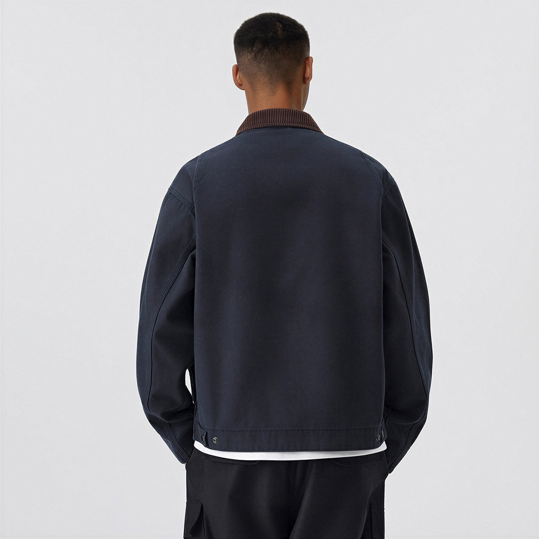 Men's Contrast Corduroy Collar Denim Corduroy Collar Jacket