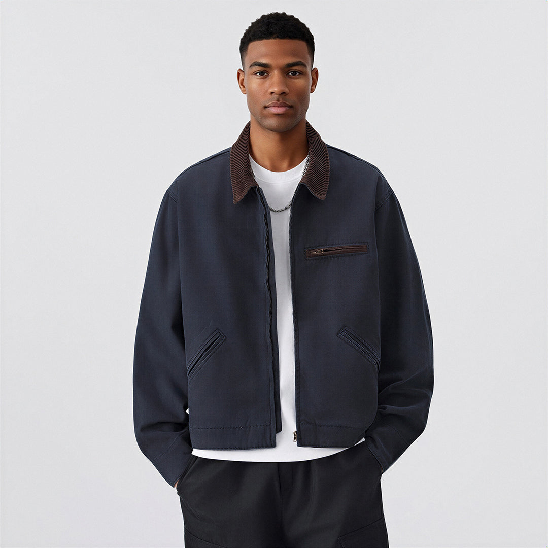 Men's Contrast Corduroy Collar Denim Corduroy Collar Jacket
