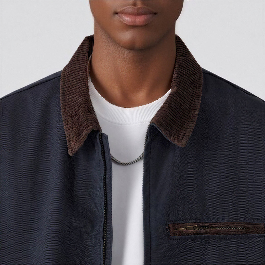 Men's Contrast Corduroy Collar Denim Corduroy Collar Jacket