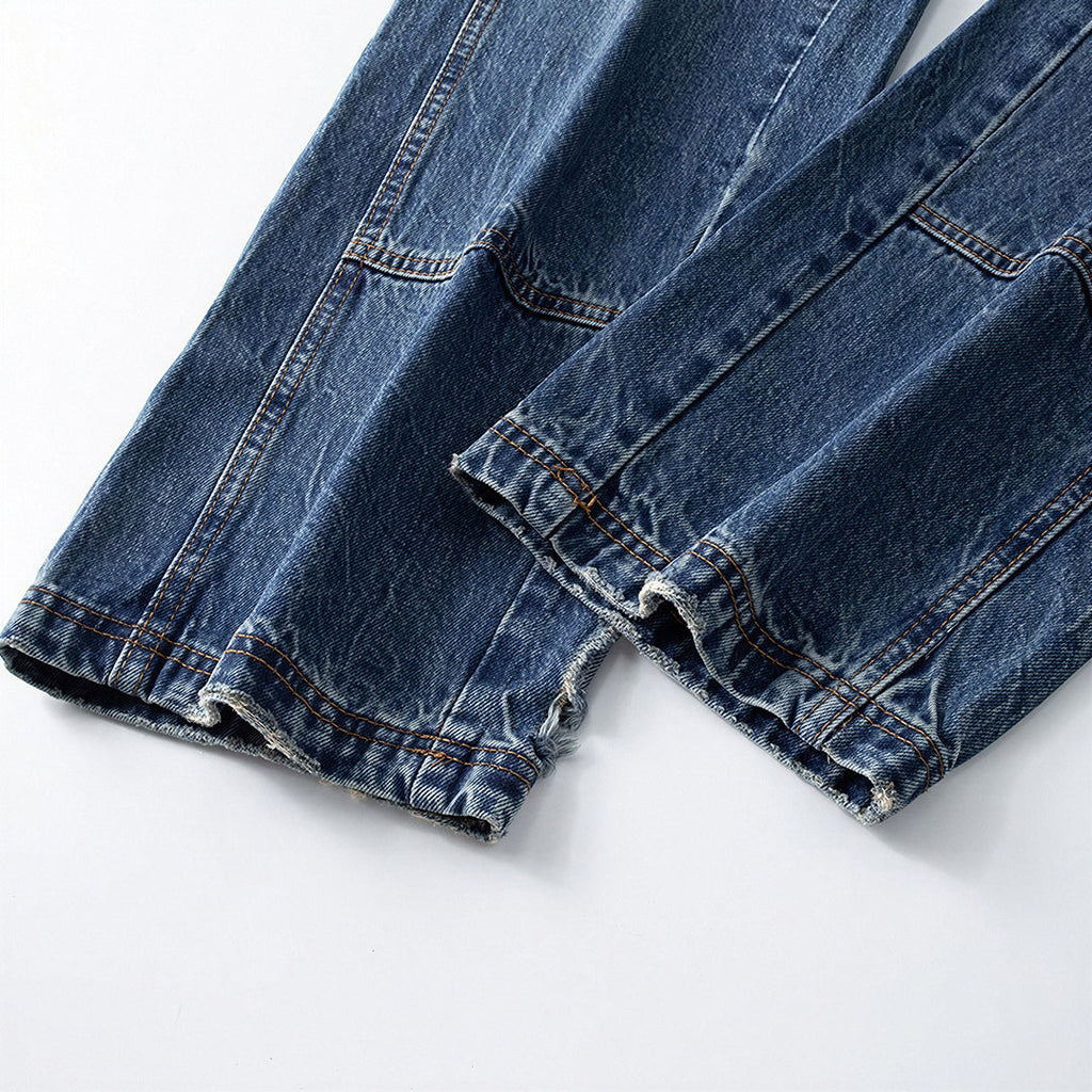 Men's Spring Vintage Washed Carpenter Straight Leg Jeans