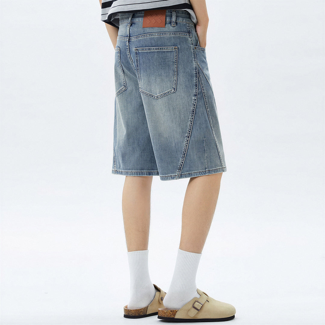 Men's Summer Vintage Washed Straight Denim Shorts