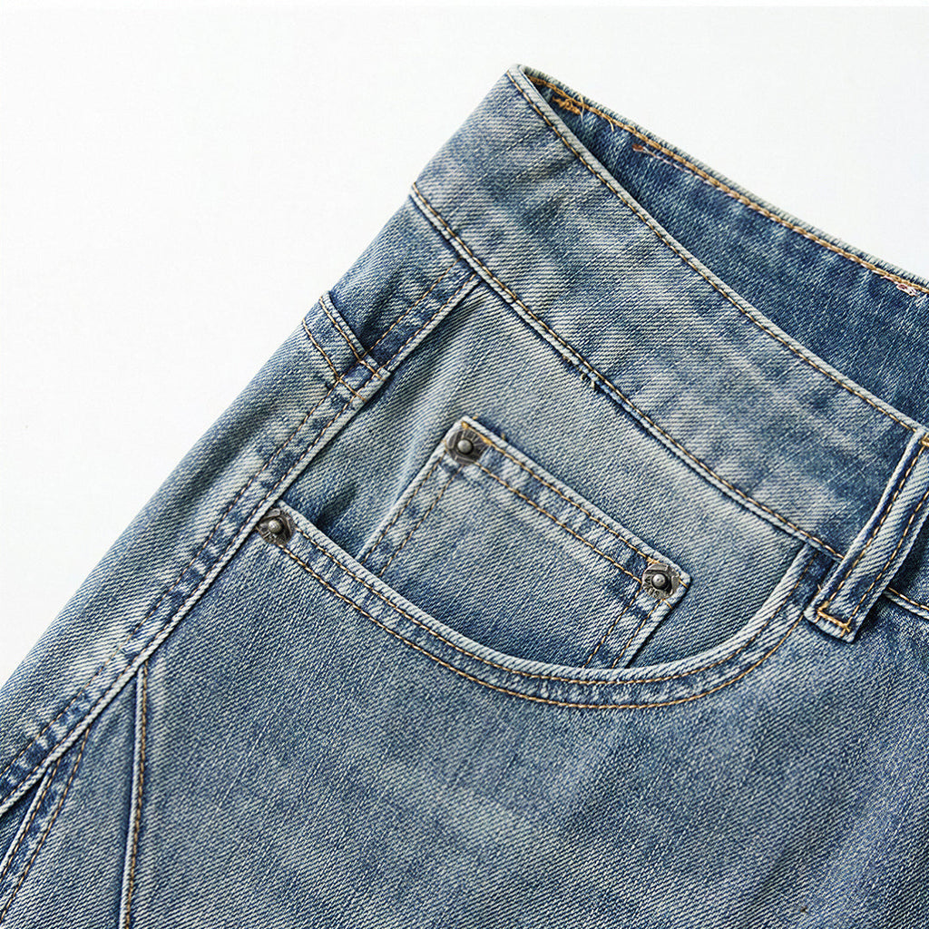 Men's Summer Vintage Washed Straight Denim Shorts