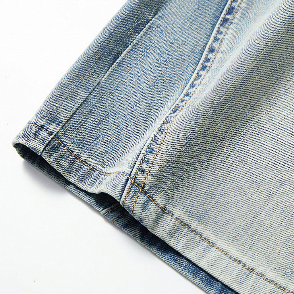 Men's Summer Vintage Washed Straight Denim Shorts
