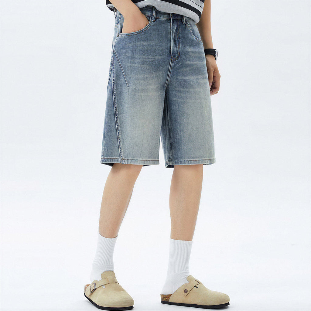 Men's Summer Vintage Washed Straight Denim Shorts