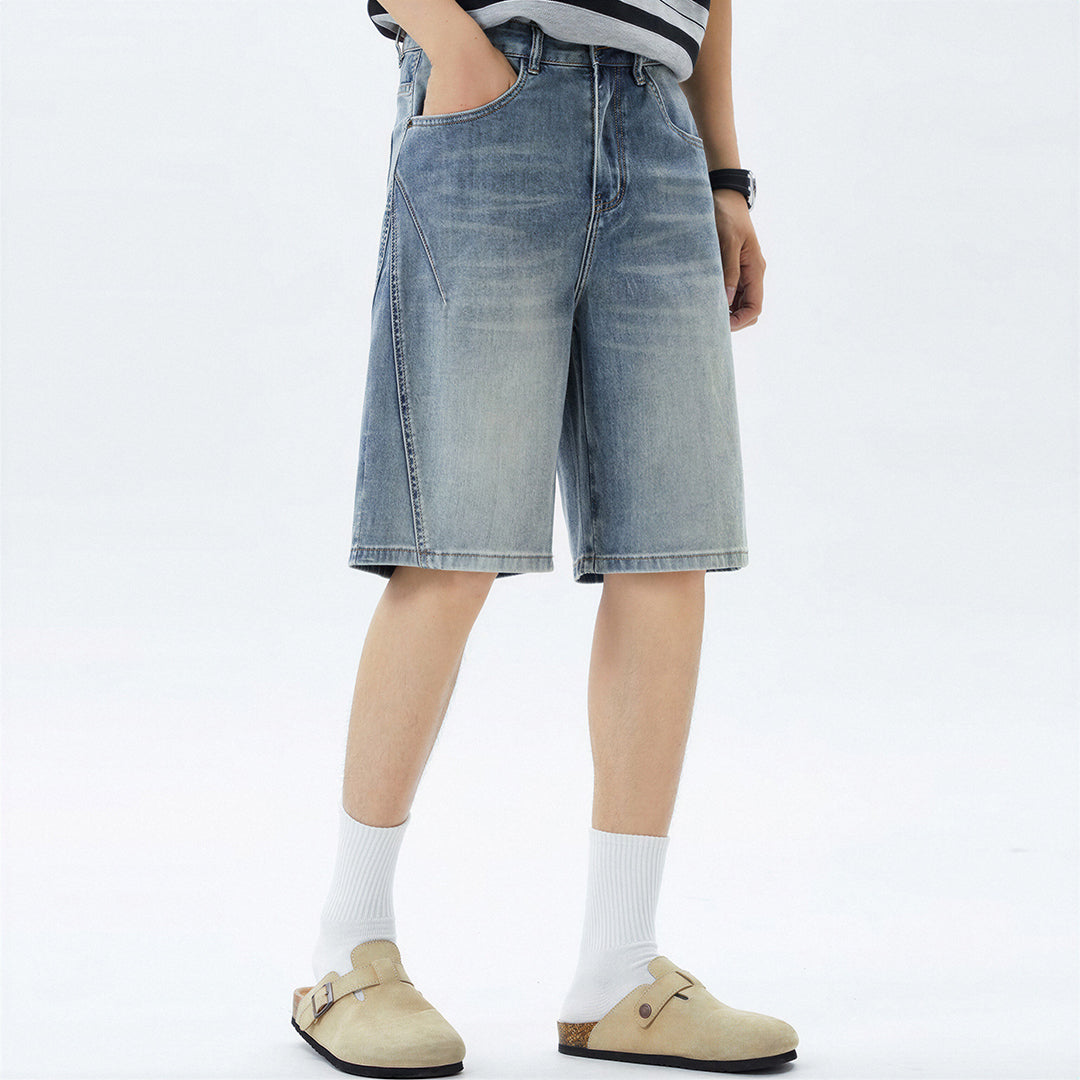 Men's Summer Vintage Washed Straight Denim Shorts