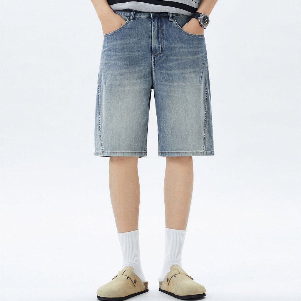 Men's Summer Vintage Washed Straight Denim Shorts