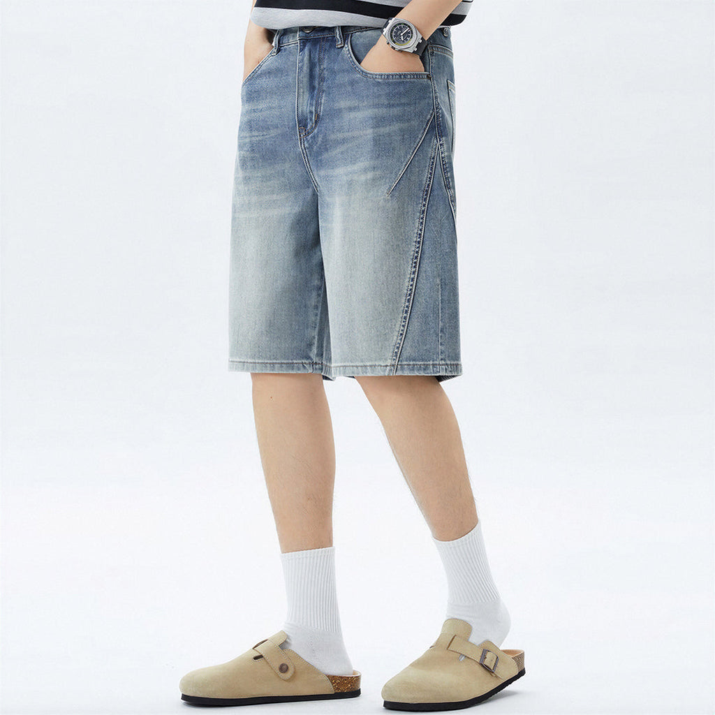Men's Summer Vintage Washed Straight Denim Shorts