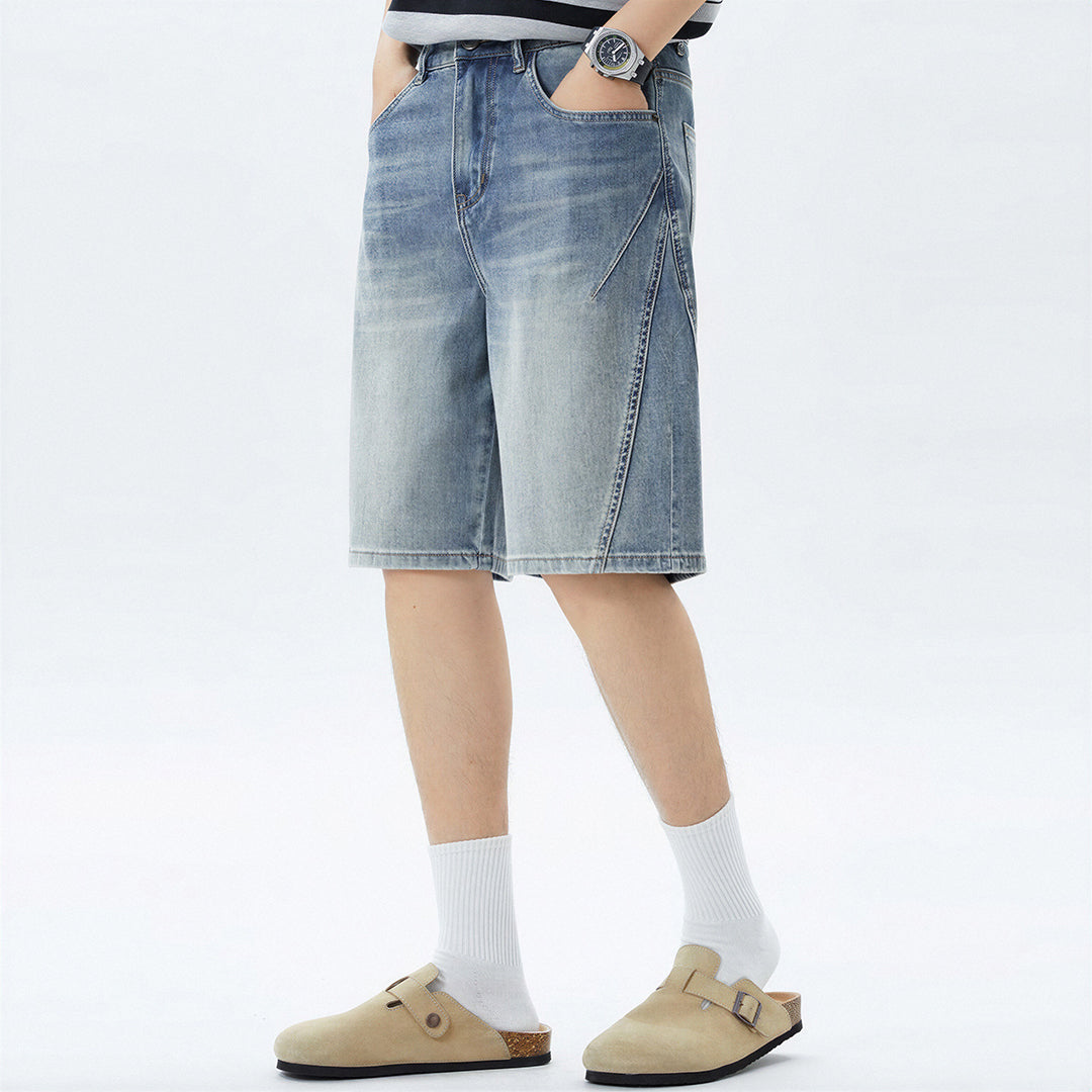 Men's Summer Vintage Washed Straight Denim Shorts