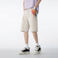 Men's Summer Off-White Splatter Print Straight Denim Shorts