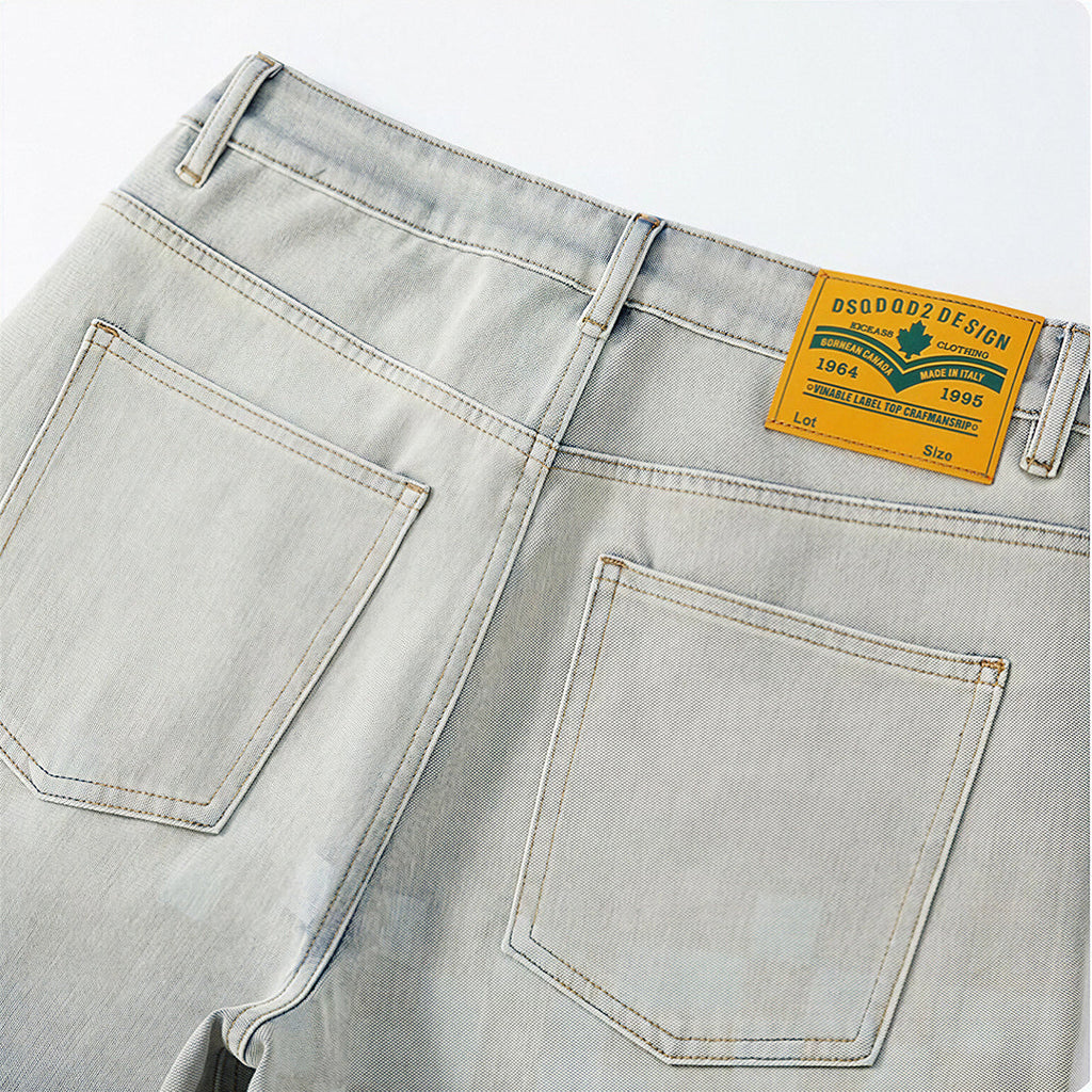 Men's Summer Gradient Pixel Print Straight Denim Shorts