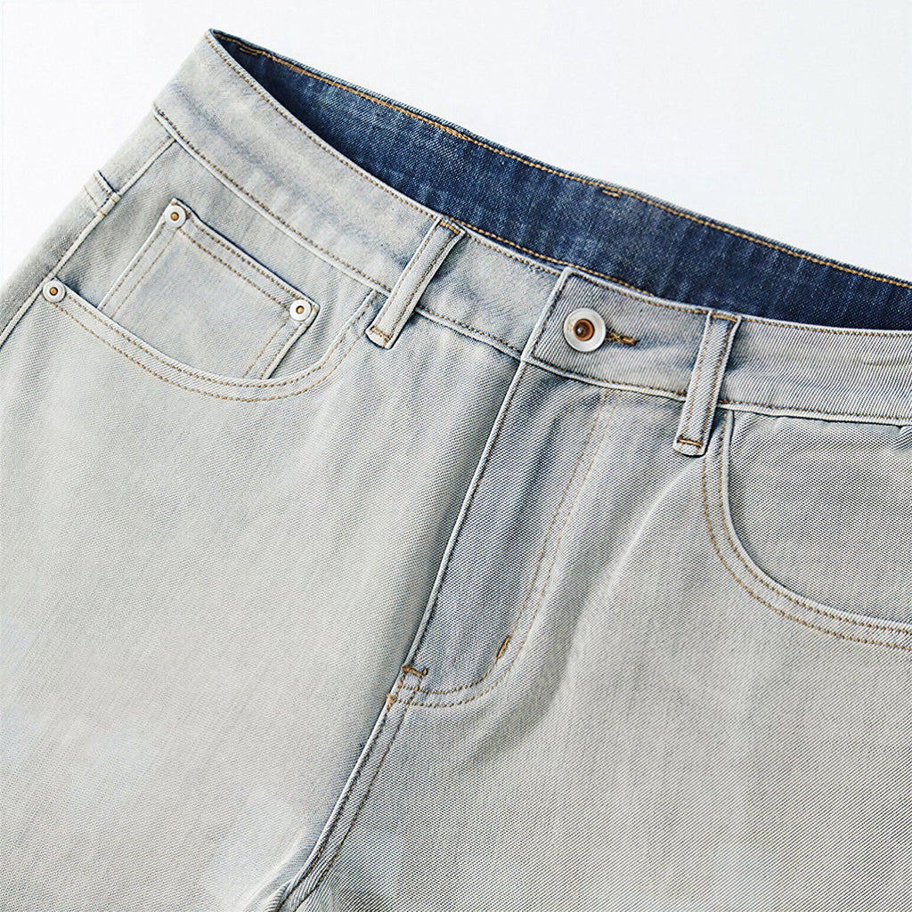 Men's Summer Gradient Pixel Print Straight Denim Shorts