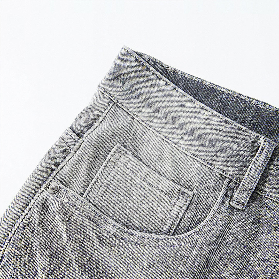 Men's Summer Gray Washed Straight Denim Shorts