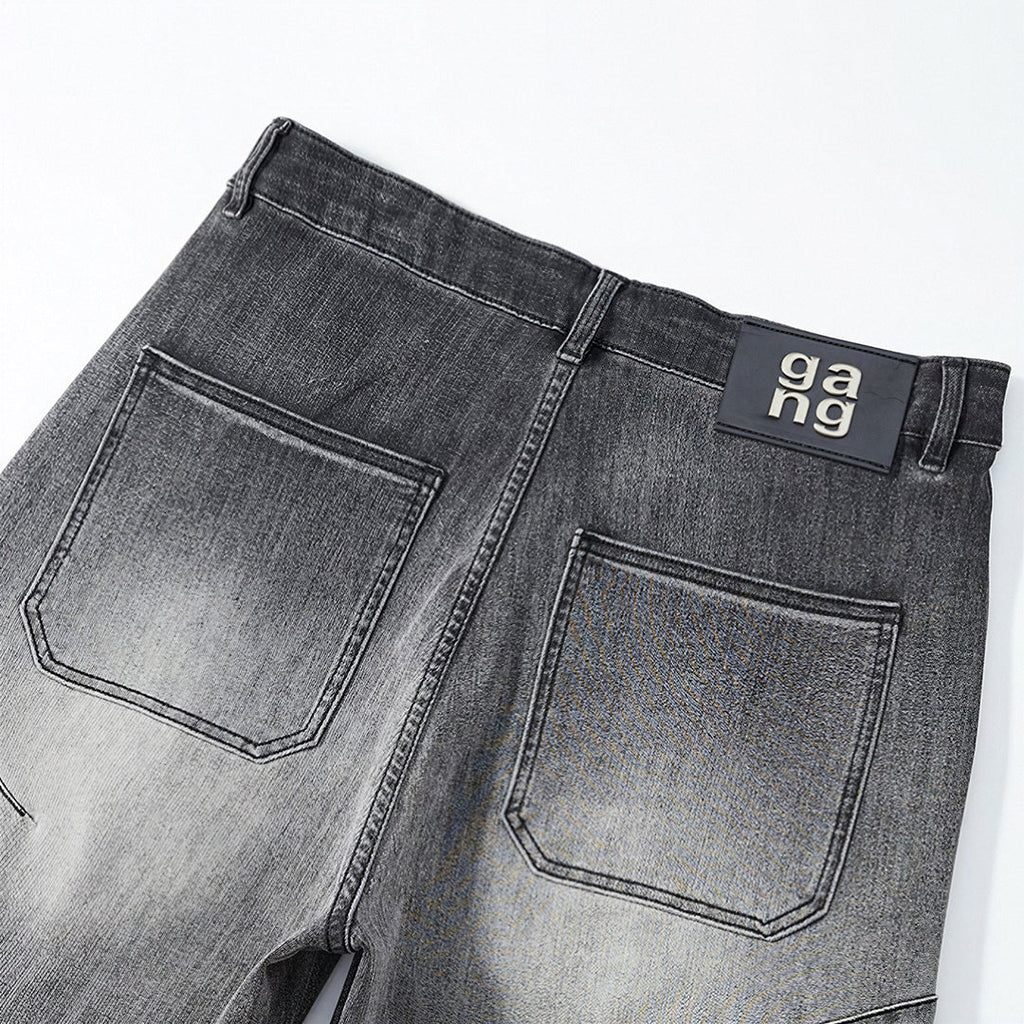 Men's Summer Gradient Grey Washed Straight Denim Shorts