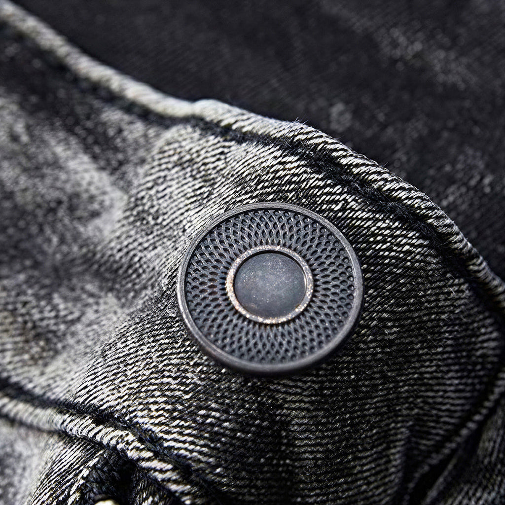 Men's Summer Grey Rhinestone Washed Straight Denim Shorts