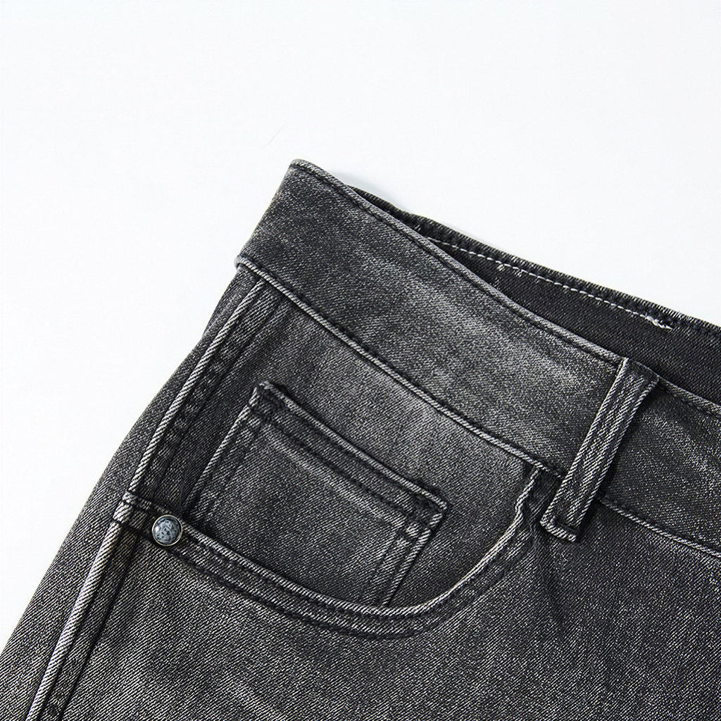 Men's Summer Gradient Grey Washed Straight Denim Shorts