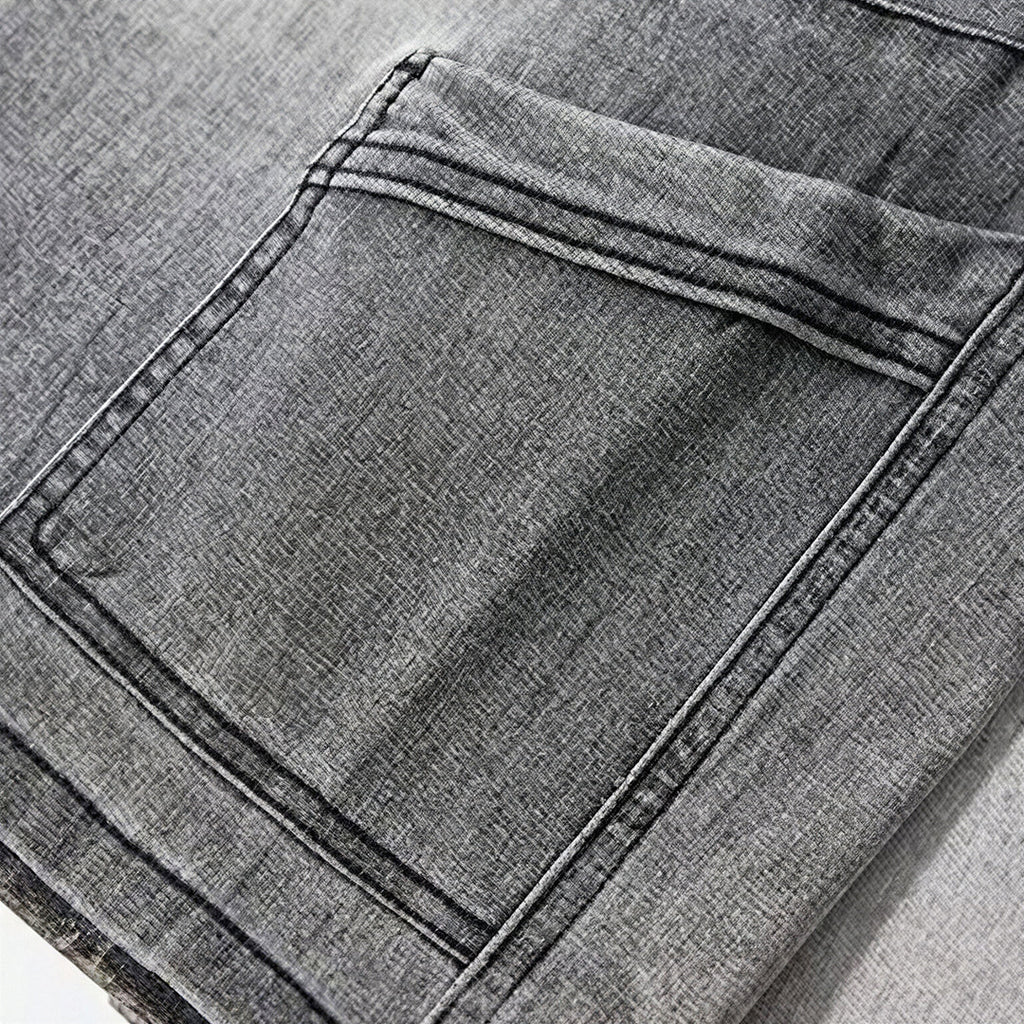 Men's Summer Gradient Grey Washed Straight Denim Shorts